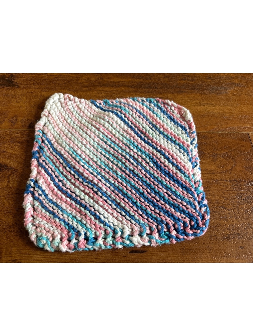 Hand Knitted Multicolor Cotton Dishcloth